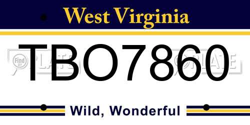 TBO7860 West Virginia License Plate
