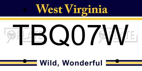 TBQ07W West Virginia License Plate