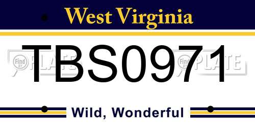TBS0971 West Virginia License Plate