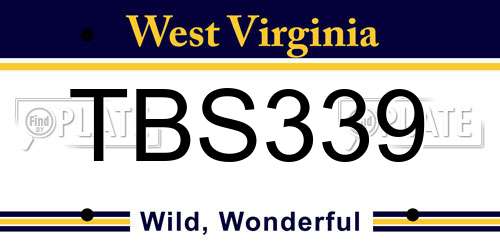 TBS339 West Virginia License Plate