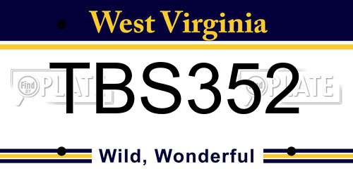 TBS352 West Virginia License Plate