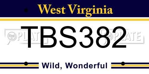 TBS382 West Virginia License Plate