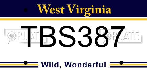 TBS387 West Virginia License Plate