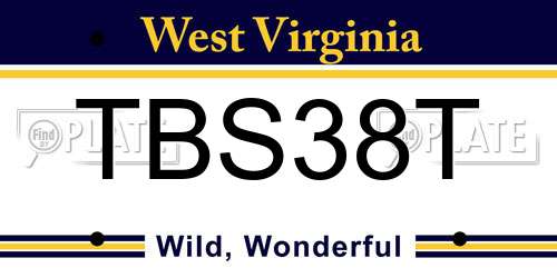 TBS38T West Virginia License Plate