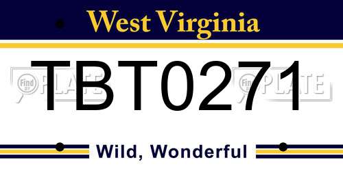 TBT0271 West Virginia License Plate