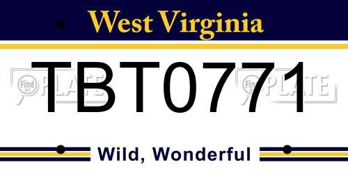 TBT0771 West Virginia License Plate