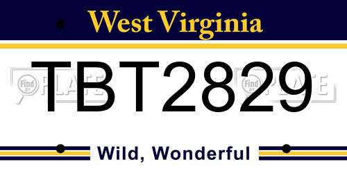 TBT2829 West Virginia License Plate