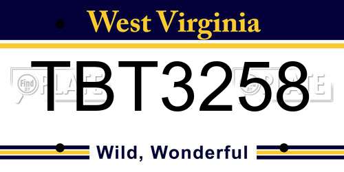 TBT3258 West Virginia License Plate