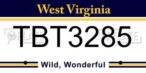 TBT3285 West Virginia License Plate