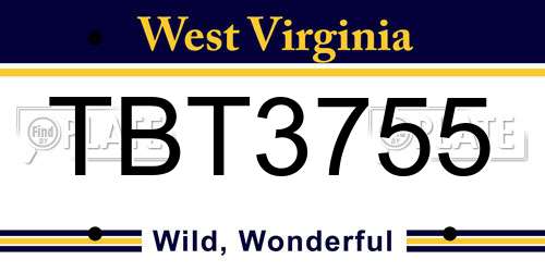 TBT3755 West Virginia License Plate