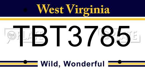 TBT3785 West Virginia License Plate