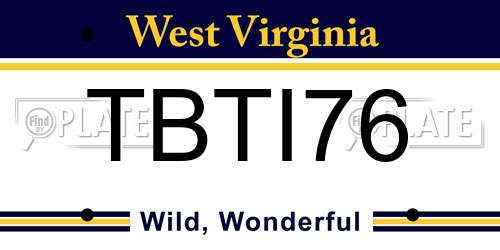 TBTI76 West Virginia License Plate