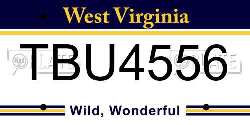 TBU4556 West Virginia License Plate