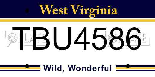 TBU4586 West Virginia License Plate