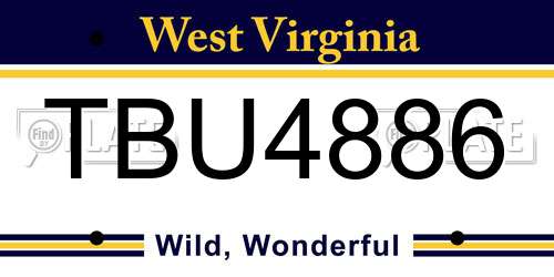 TBU4886 West Virginia License Plate