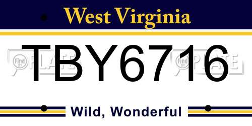 TBY6716 West Virginia License Plate