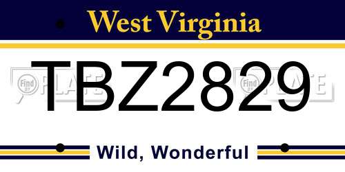 TBZ2829 West Virginia License Plate