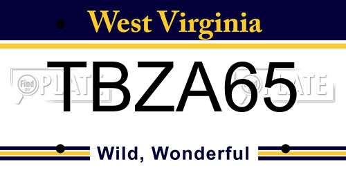 TBZA65 West Virginia License Plate