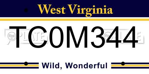 TC0M344 West Virginia License Plate