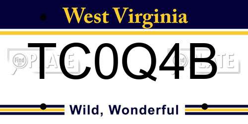 TC0Q4B West Virginia License Plate