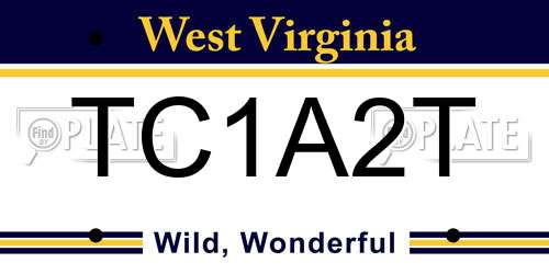 TC1A2T West Virginia License Plate