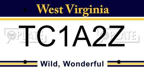 TC1A2Z West Virginia License Plate