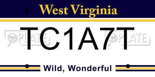 TC1A7T West Virginia License Plate