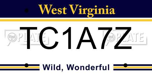 TC1A7Z West Virginia License Plate