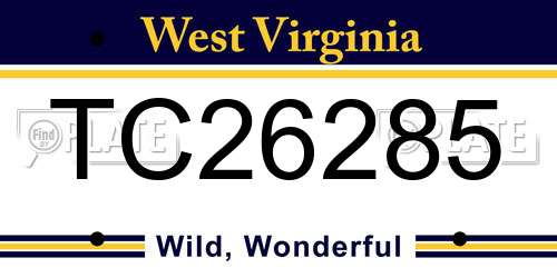 TC26285 West Virginia License Plate