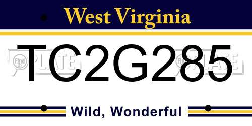 TC2G285 West Virginia License Plate
