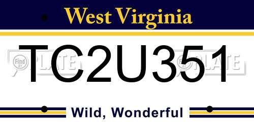 TC2U351 West Virginia License Plate