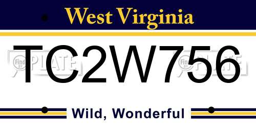 TC2W756 West Virginia License Plate