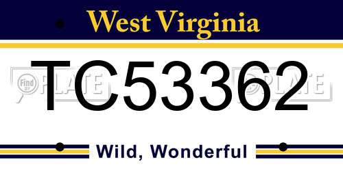 TC53362 West Virginia License Plate