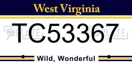TC53367 West Virginia License Plate