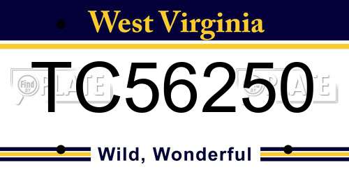 TC56250 West Virginia License Plate