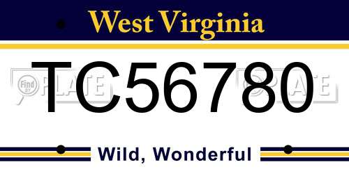 TC56780 West Virginia License Plate