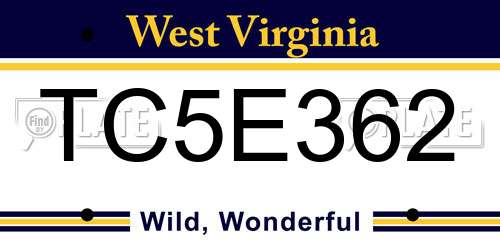 TC5E362 West Virginia License Plate