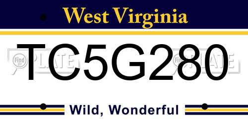 TC5G280 West Virginia License Plate