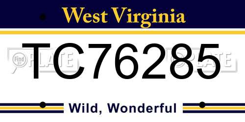 TC76285 West Virginia License Plate