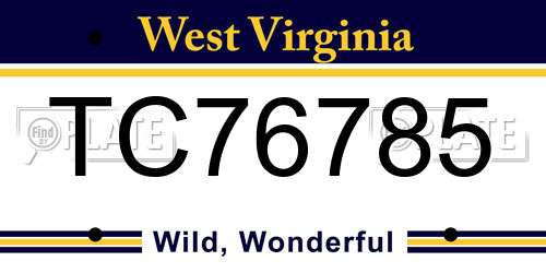 TC76785 West Virginia License Plate