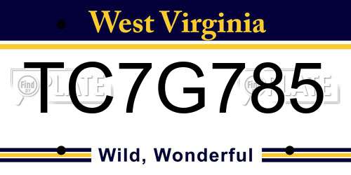 TC7G785 West Virginia License Plate
