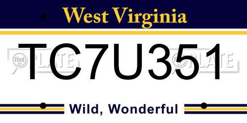 TC7U351 West Virginia License Plate