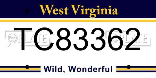 TC83362 West Virginia License Plate