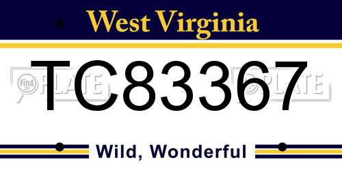 TC83367 West Virginia License Plate