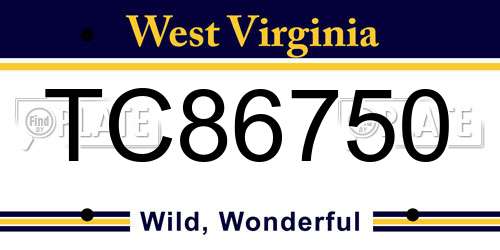 TC86750 West Virginia License Plate
