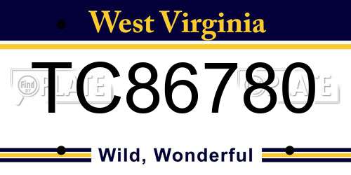 TC86780 West Virginia License Plate
