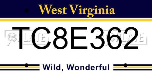 TC8E362 West Virginia License Plate