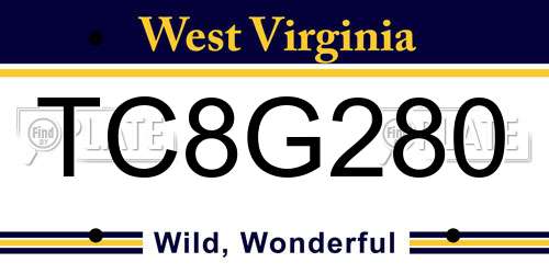 TC8G280 West Virginia License Plate