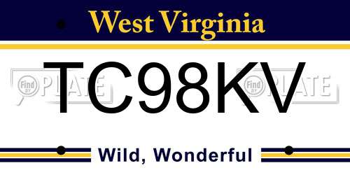 TC98KV West Virginia License Plate