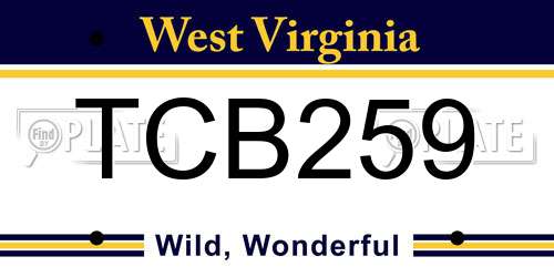 TCB259 West Virginia License Plate